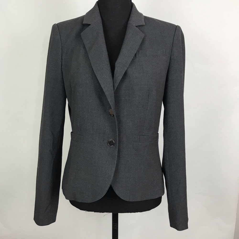 Calvin Klein Blazer Sz 6 Linen Blend Jacket Gray